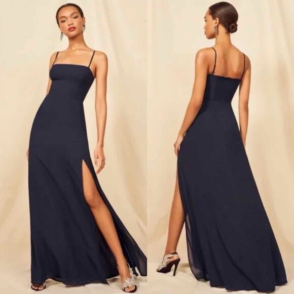 Reformation Dresses & Skirts - Reformation Ingrid Maxi Dress Navy Blue Sz 2 Formal Holiday New Years Wedding